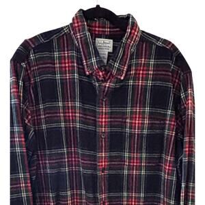 L L Bean Men Scotch Plaid Flannel Shirt XL Slightly Fitted Cabincore Gorpcore